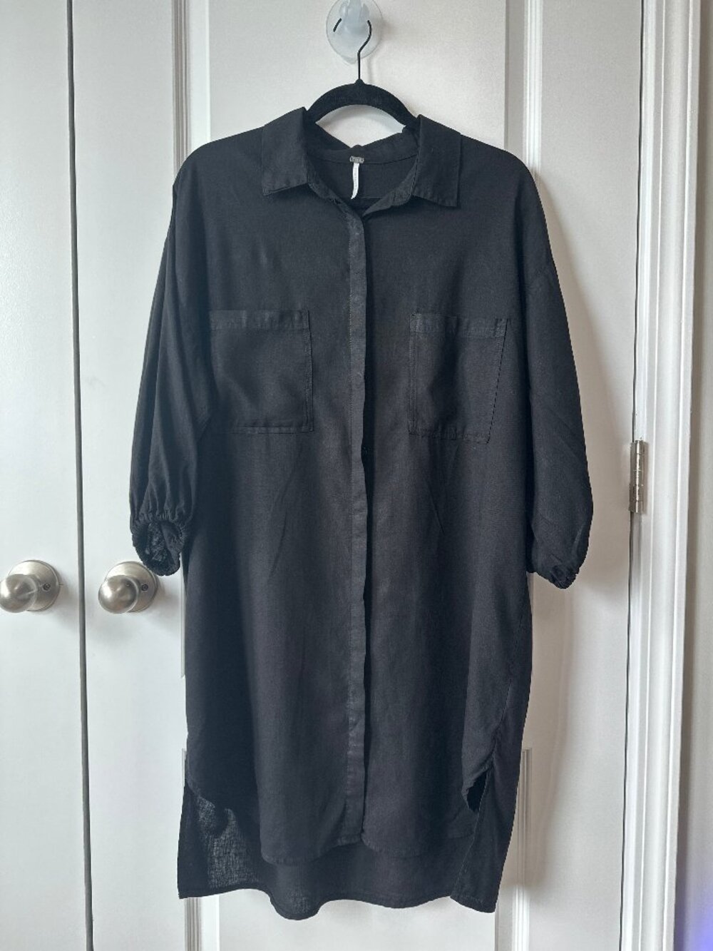 YFB Young Fabulous & Broke Black Linen Blend Oversized Tunic Shirt Dress | Small